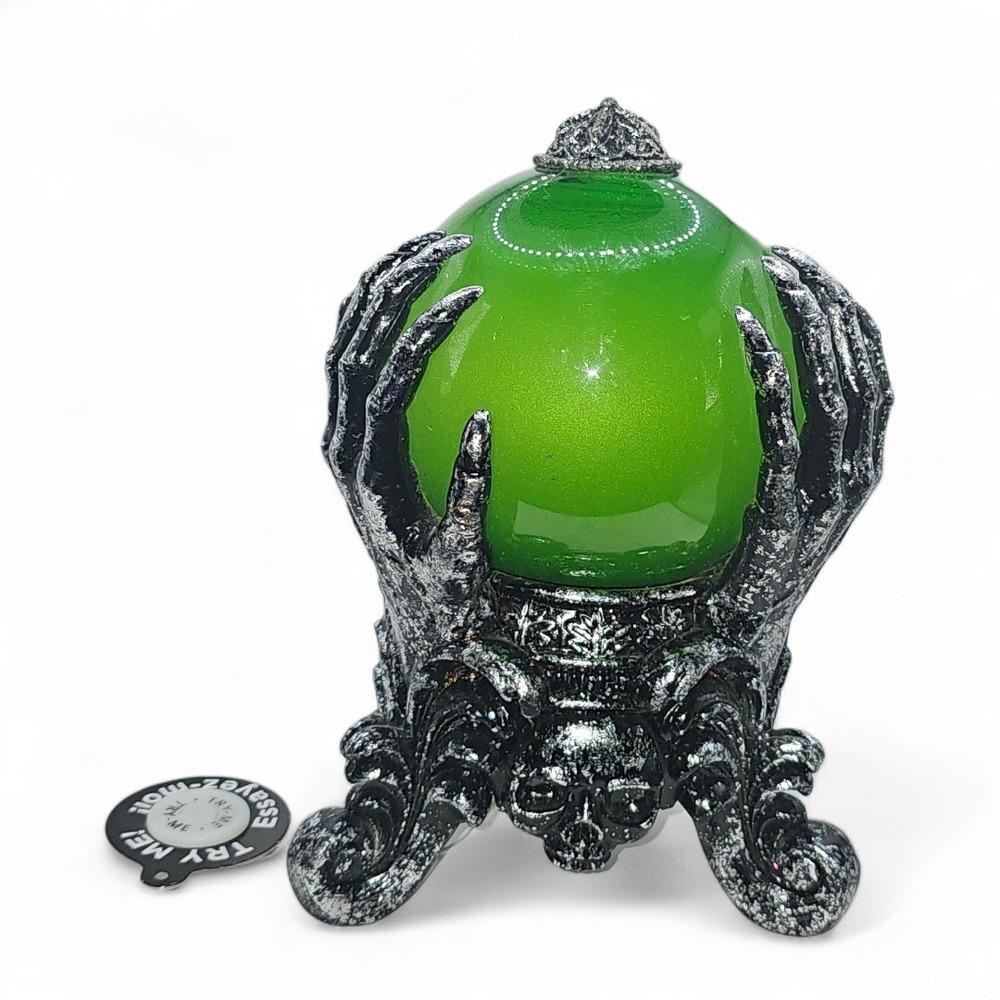 Martha Stewart Animated Green Crystal Ball on Skull Stand Motion Sound Decor EUC - Picture 8 of 8